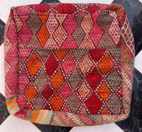 Red Vintage Kilim Pouffe