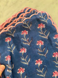 Blue and Pink Block Print Napkins