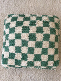 Green Checked Pouffe