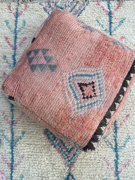 Vintage Pink Wool Pouffe