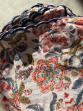 White, Blue, Orange Block Print Napkins