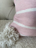 Pink Stripe Pom Pom Cushion