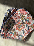 White, Blue, Orange Block Print Napkins