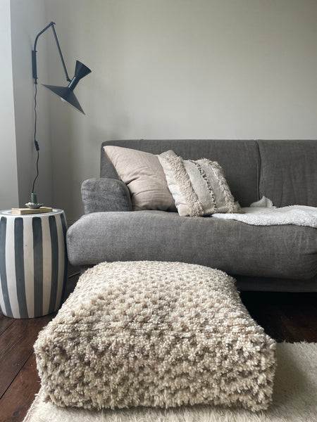 Ivory and Biscuit Spotty Pouffe