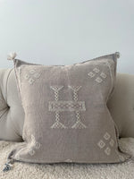 Grey Square Cactus Silk Cushion