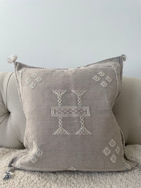 Grey Square Cactus Silk Cushion