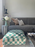 Green Checked Pouffe