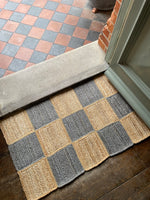 Light Blue/Grey Checked Doormat