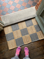 Light Blue/Grey Checked Doormat