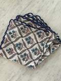 White and Blue Block Print Napkins