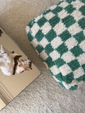 Green Checked Pouffe