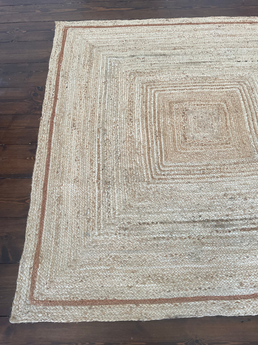 Square Jute Rug with Ochre Trim – Sunday and Story Ltd