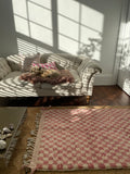 Baby Pink Checked Rug
