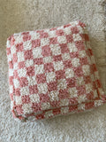 Pink Checked Pouffe