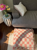 Pink Checked Pouffe