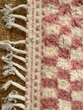 Baby Pink Checked Rug