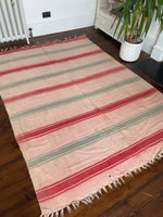 Pink and Green Striped Bedouin Blanket