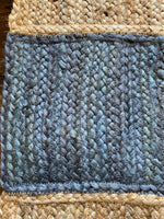 Blue/Grey Checked Jute Doormat