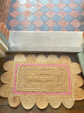 Pink Scalloped Jute Doormat