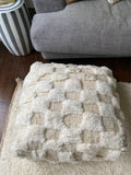 Ivory Checked Pouffe