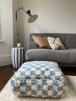Baby Blue Checked Pouffe