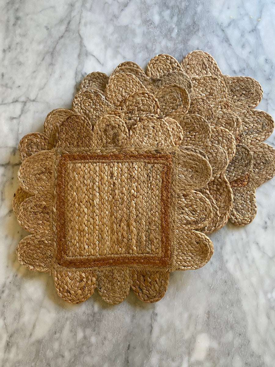 Ochre scalloped placemats x 6 Sunday and Story Ltd