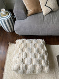 Ivory Checked Pouffe