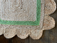 Thick Stripe Apple Green Scalloped Doormat
