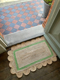 Thick Stripe Apple Green Scalloped Doormat