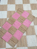 Pink Checked Jute Doormat