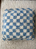 Baby Blue Checked Pouffe